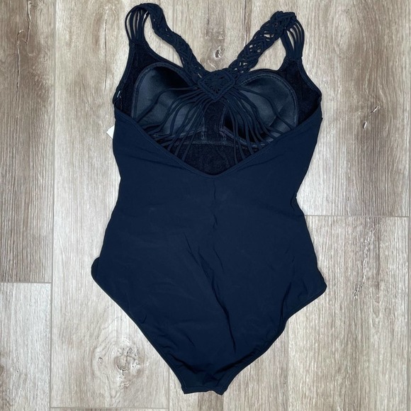 Profile by Gottex Women's Black Woven Strappy Cross Back One Piece Swimsuit sz 6 - Picture 2 of 2